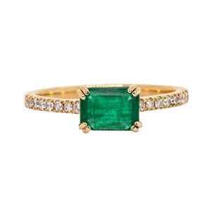 2.2Ct Colombian Emerald Ring in Solid 14K Gold with Diamond Accents